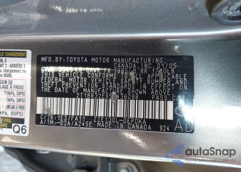 2005 Toyota Corolla Ce z USA, uszkodzony, nr VIN 2T1BR32EX5C436098